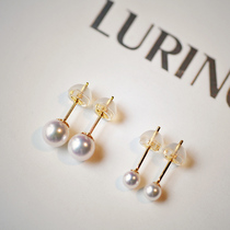 Wei JiaUltra-small mini Japan Akoya Zhengyuan natural sea water white pearl stud earrings 18K gold 