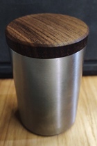 Plain outdoor out portable coffee bean jar stainless steel cup + walnut lid