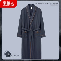 Spring Autumn Season Mens Long Sleeve Sleeping Robes Pure Cotton 2022 New Mid-Long-Style Bathrobe Big Code Winter home Sleeping Clothes