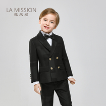 Lamison classic black dark pattern boy suit children host suit piano performance dress gentleman suit