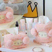Girl heart cute pink plush rabbit roll paper tissue paper towel tube box sheep towel set