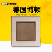 BOTON Botton Shallow Side Champagne Gold Switch Socket Wall Power High-end Switch Socket Panel Three Open Single Control