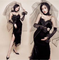Photo studio pregnancy pregnant women Photo clothing sexy black self-cultivation private jumpsuit domineering photo art clothes