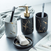 Nordic light luxury marble ceramic bathroom five-piece creative toothbrush mouthwash Cup wedding gift wash set