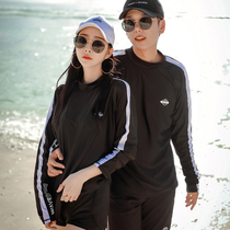  Couple casual beach swimsuit Men and women long-sleeved sunscreen split three-piece suit full body loose quick-drying hot spring surfing