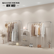 Net red clothing store display stand on the wall wall stainless steel silver hanging clothes rack against the wall Hanfeng womens clothing store shelves