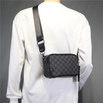 Hong Kong IT Japanese personality Plaid mens shoulder bag Leisure Trend business crossbody couple wild backpack