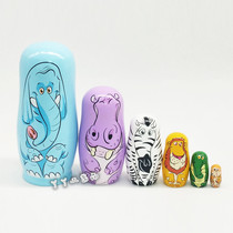 (New product big promotion) six-layer elephant Russian matryoshka animal christmas birthday gift wooden crafts