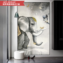 Elephant mosaic background wall Simple modern living room abstract entrance aisle background puzzle cut painting parquet