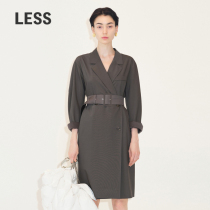 (Same as the mall) LESS Fall 2022 New Mid-Length Suit Collar Long Sleeve Dress 2M8G20580