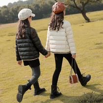 Girls autumn winter light and thin section down clothes 2021 new children CUHK Girl girl Ocean Gas Winter Short Jacket Tide