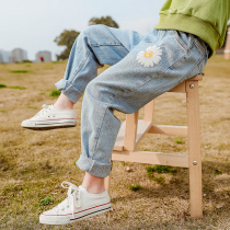 Childrens clothing spring and autumn girls jeans trousers 2021 New Korean autumn childrens pants