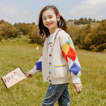 Explosive girls net red knitted cardigan sweater spring and autumn jacket 2021 new trend in the big child child girl foreign style