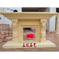 Yongshun factory direct sales sandstone relief background wall Hotel hotel living room indoor and outdoor decoration roll flower wave fireplace