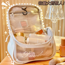 ins simple large capacity cosmetic bag portable ladies travel cosmetics storage bag transparent skin care tote bag