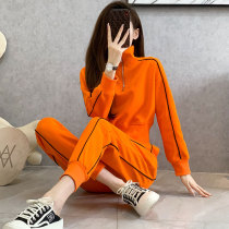 Hip Hop Ocean Fashion Sportswear Suit Women 2022 springtime Han version Chao Han Tide Leisure Stand Two Sets Loose Running