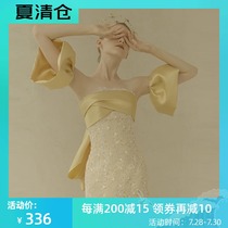 Bandeau evening dress 2021 new temperament thin public light luxury banquet French dress travel wedding summer