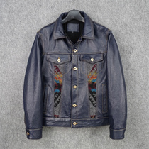 Navajo fur splice heads of coat 507 denim American retro fur coat men keep warm inside