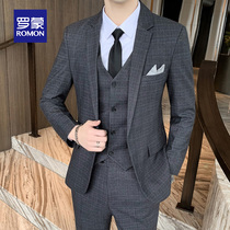  Romon mens suit jacket Korean slim-fit suit suit Male groom best man unity wedding formal casual dress