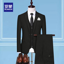 Romon mens suit suit business suit male groom groom wedding dress three-piece set of professional self-cultivation formal dress