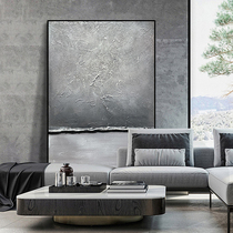 Hand-painted oil painting black and white gray abstract huge floor painting pawn lonely wind porch light luxury decorative painting living room dining room hanging painting