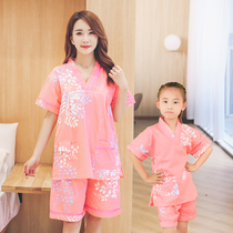 Perspiration clothes Womens 100% cotton childrens baby bath clothes Boys and girls childrens yukata parent-child beauty and health clothes
