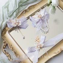 Korean beautiful wedding purple bride wrist flower pearl bracelet bridesmaid bracelet bridesmaid bracelet groom one-word brooch best man