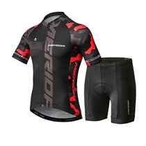 Summer New Black Red Beautiful Short Sleeve Riding Suit Mountain Bike Suit Ring Method Fleet Version Breathable Sweat