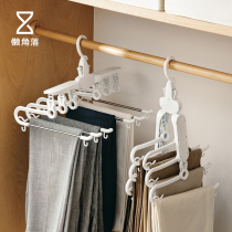 Lazy corner pants rack telescopic folding wardrobe storage artifact Household multi-function multi-layer magic clip hanger 67468