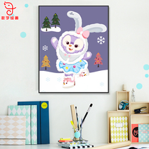 Digital oil painting Star Delu diy oil painting decorative mural hanging painting coloring Cute rabbit hand-painted hand decompression painting