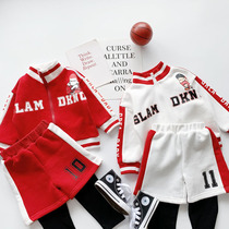 Childrens cartoon Sakuragi Ryukawa Maple basketball suit cotton plus velvet jacket fake two-piece pants sportswear class suit