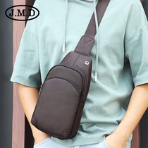 High-end cross-border cowhide chest bag black chest mens shoulder bag leather Joker simple shoulder bag backpack