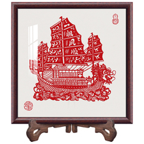  2021 Cai Ru Niu Mao handmade paper-cut decoration Chinese style characteristic gift solid wood decoration Intangible cultural heritage custom LOGO