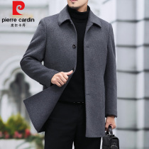 Pierre Cardin double-sided cashmere wool woolen coat male long down liner winter thickened casual coat