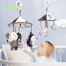 Black and white parachute newborn baby bed Bell visual cognitive baby stroller pendant wind chimes 0-1 year old early education toy
