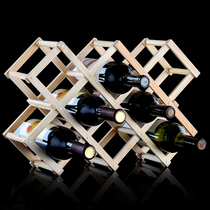 European-style red wine rack creative solid wood folding wine rack wooden wine cabinet ornaments fashion Iron overlay multi-bottle