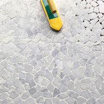 Stone mosaic tile balcony outdoor garden Carla White natural marble gravel pastoral non-slip floor tiles