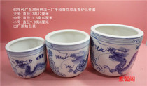 In the 1980s Fengxi Factory hand-painted blue and white Ssangyong three-piece set full hand-painted porcelain factory packaging