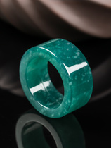Inner diameter 23 4mm Jade natural A goods finished jade ice glutinous blue water ring finger men Old type water