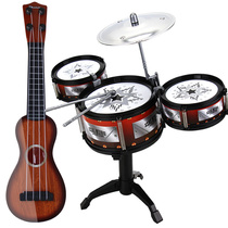 Childrens toys Drum sets Musical instruments Early education puzzle baby boys and girls 3-6 years old simulation jazz drums (send guitar