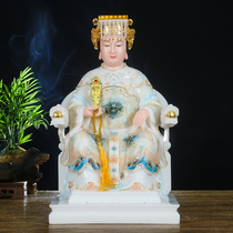 The white marble Mazu deity is inlaid with gold the sea god of the goddess of the heavens the concubine of the heavens the concubine