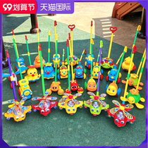Childrens toddler hand push airplane toy push wheel single wheel push music single pole learn to walk with Bell tongue tongue