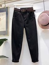South Korea Jeans Female Torre 2020 Autumn New High Waist Loose Skinny Thin Harlan Nine Radish Pants