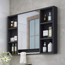  Solid wood bathroom mirror with shelf Mirror cabinet Bathroom mirror storage all-in-one cabinet storage toilet vanity mirror