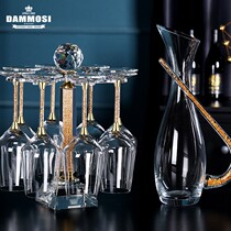 European high-end wine set Wine glass set Household guest crystal high-legged red wine glass Large decanter cup holder