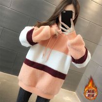 Gestational Dressing Loose Korean version Thickened Jacket Jacket Autumn Winter Burst Imitation Lamb Suede Casual Plus Suede Big Code Necropolis