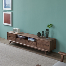 Muzhen Shangpin North America Black Walnut TV Cabinet All Solid Wood Simple Modern Floor Cabinet Nordic Hall Cabinet Log Design