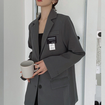 LOSTSOULS Korea loose grey small suit jacket woman superior design small crowdsourced casual thickened Western suit