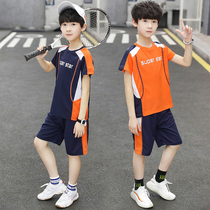 Boy speed dry suit Summer thin Big Boy Sports Basketball Short Sleeve Loose Shorts Summer Foreign Air Two Sets
