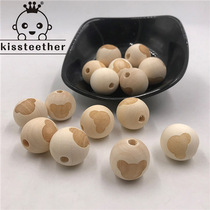 DIY accessories 20mm wooden laser engraved smooth wood beads Hollid beads baby grinding teeth accessories